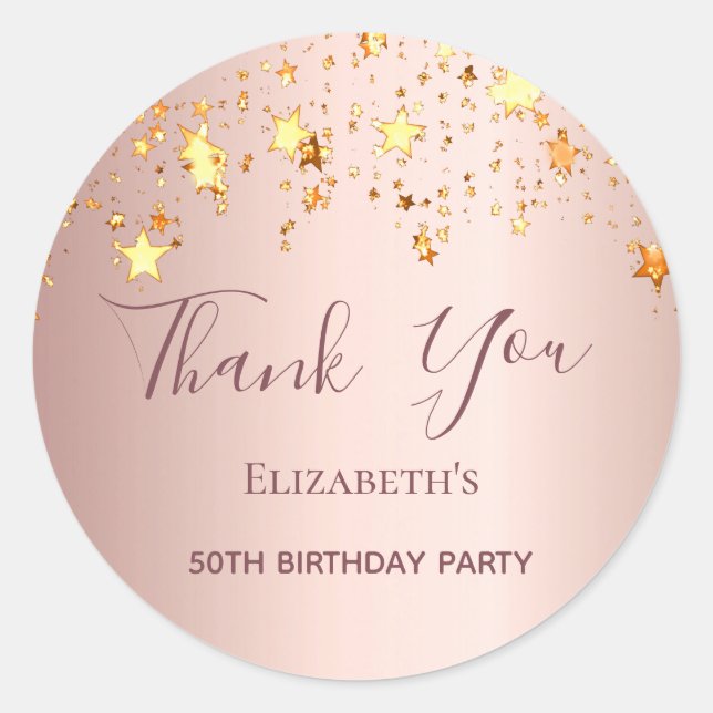 Adesivo Festa de aniversário-estrelas douradas Obrigado (Frente)