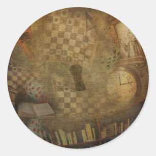 Adesivo Festa de Aniversário Fantasia Vintage da Alice no 