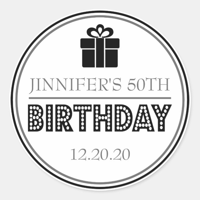 Adesivo Festa de aniversário Favoritos (Preto/Cinza) (Frente)