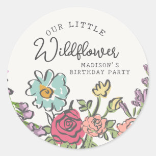 Adesivo Festa de aniversário Floral Brilhante do Partido J