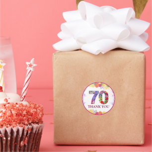 Adesivo Festa de aniversário Floral Elegante / 70 Anos