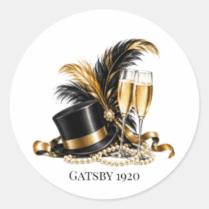 Adesivo Festa de Aniversário Gatsby 1920 Preto e Dourado
