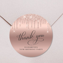 Adesivo Festa de aniversário Glitter 70 Dourada Obrigado