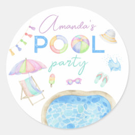 Adesivo Festa de Aniversário Infantil Piscina Aquarela