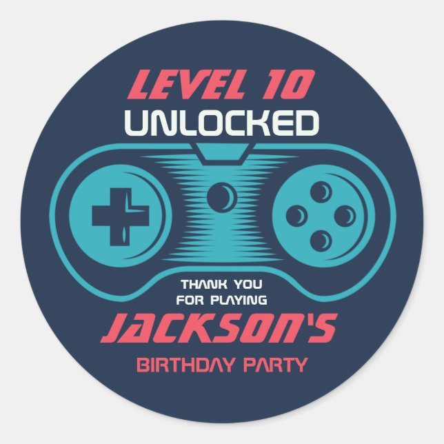 Adesivo Festa de aniversário Jogador de Jogos para Jogador (Frente)