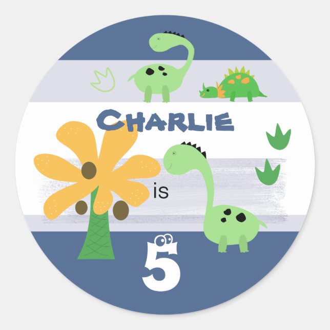 Adesivo Festa de aniversário Jurássica do Dinossauro (Frente)