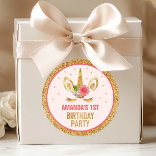 Adesivo Festa de aniversário Mágica Dourada de Cara de U