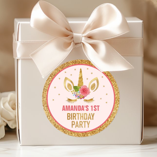 Adesivo Festa de aniversário Mágica Dourada de face de Uni (Criador carregado)