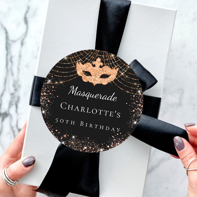 Adesivo festa de aniversário mascarada preto de poeira dou (Criador carregado)