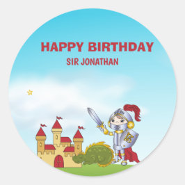 Adesivo Festa de aniversário Medieval do Dragão Cavaleiro