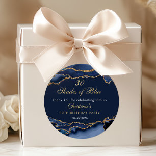 Adesivo Festa de Aniversário Moderno 30 Tons de Azul