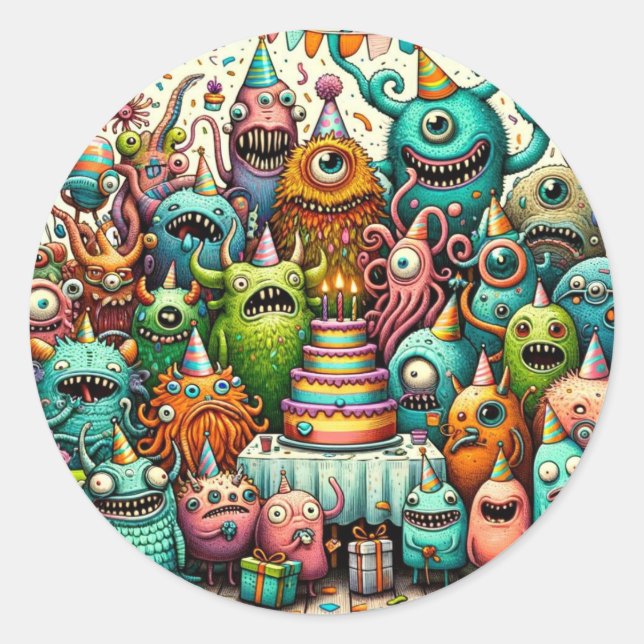 Adesivo Festa de aniversário monstro (Frente)