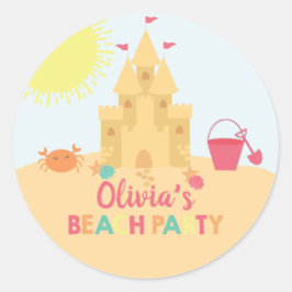 Adesivo Festa de aniversário na praia castelo de areia
