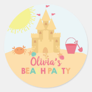 Adesivo Festa de aniversário na praia castelo de areia