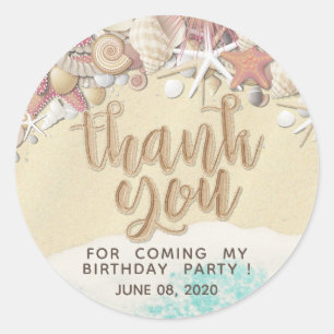 Adesivo Festa de aniversário Obrigado Summer Beach Starfis