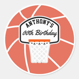 Adesivo Festa de aniversário personalizada de basquetebol