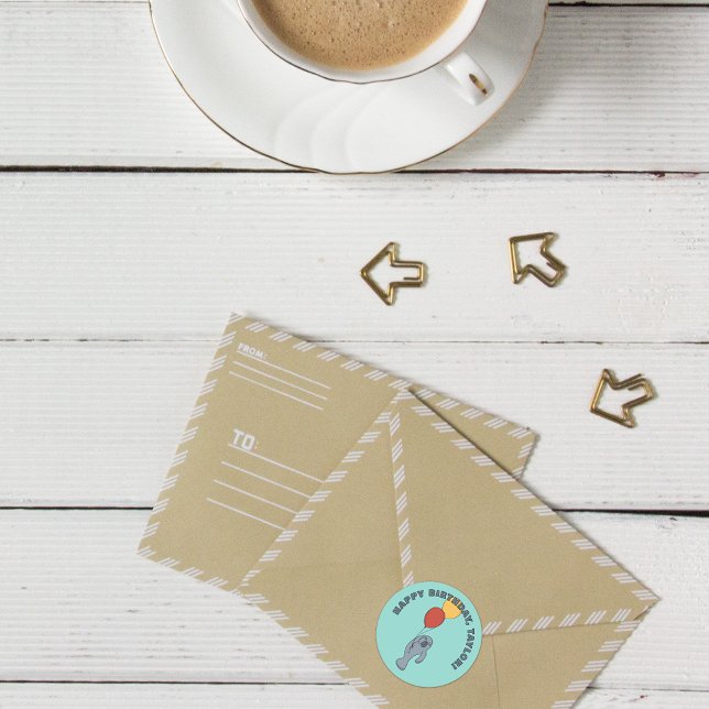 Adesivo Festa de aniversário Personalizada de Manateio e B (Criador carregado)