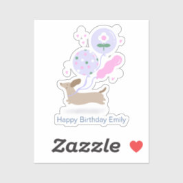 Adesivo Festa de aniversário personalizada do cão-mosca