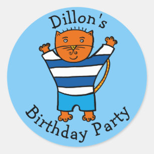 Adesivo Festa de Aniversário Personalizada do Gato Dillon