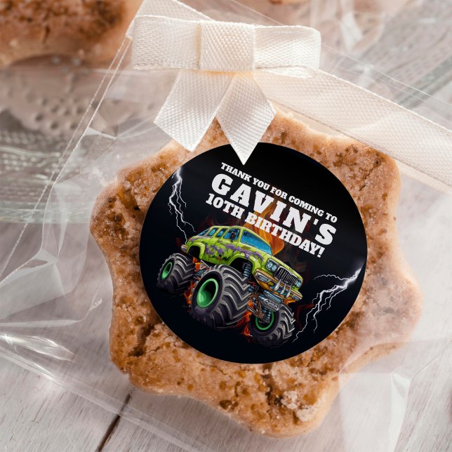 Adesivo Festa de aniversário Personalizada Monster Truck E (Criador carregado)