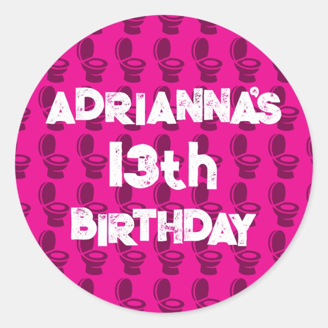 Adesivo Festa de aniversário Rosa de Toilet Skibidi (Frente)