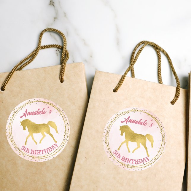 Adesivo Festa de aniversário rosa e dourada (Criador carregado)