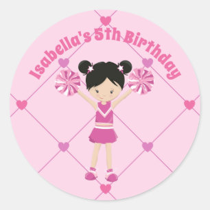 Adesivo Festa de aniversário Rosa Personalizada do Cheerl