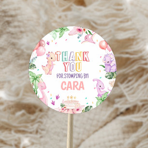 Adesivo Festa de aniversário Rosa Safari Dinossauro