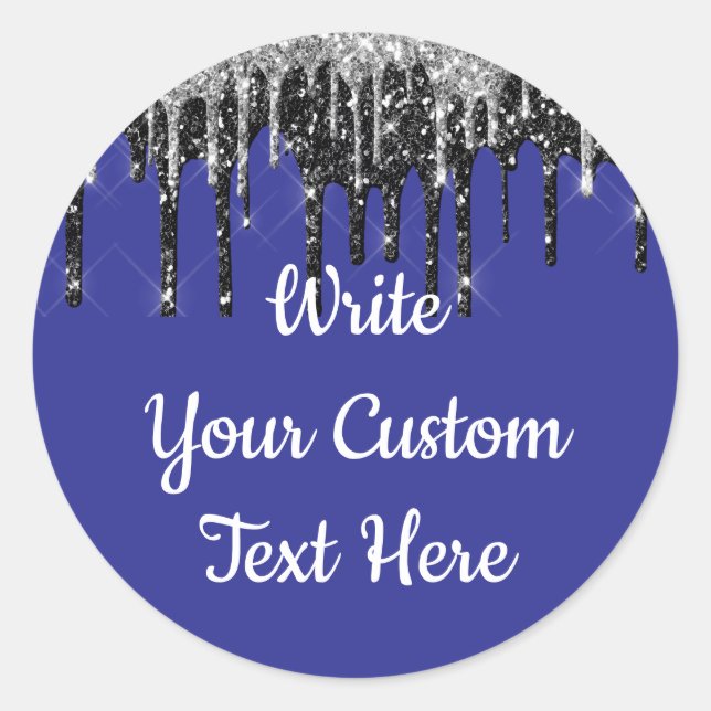 Adesivo Festa de Aniversário Roxo e Prata com Glitter (Frente)