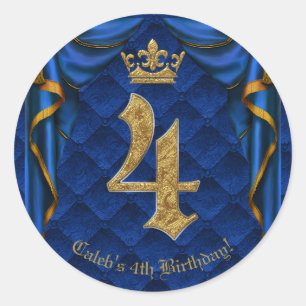 Adesivo Festa de Aniversário Royal Azul e Coroa Dourada QU