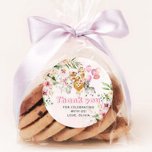 Adesivo Festa de aniversário safari de aquarela de menina