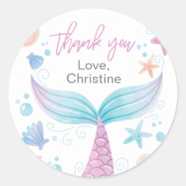 Adesivo Festa de aniversário Sereia Obrigado, Pinheiros