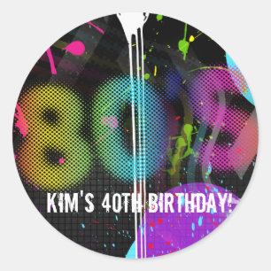 Adesivo Festa de Aniversário Splash Arco-íris Retrô 80