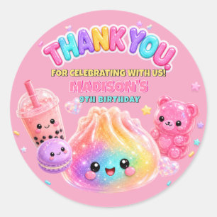 Adesivo Festa de Aniversário Squishies Brilho Arco-Íris