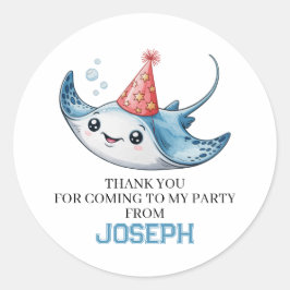 Adesivo Festa de aniversário Stingray Obrigado