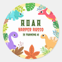 Adesivo Festa de aniversário temática Colorida Cute Dino