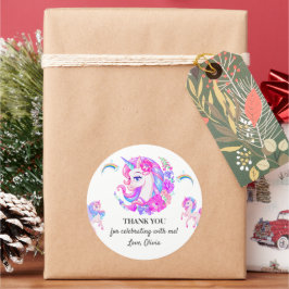 Adesivo Festa de aniversário Unicorn editável