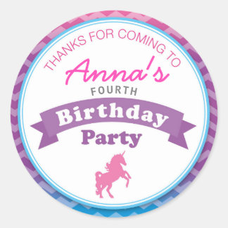 Adesivo Festa de aniversário Unicorn Obrigado Sticker