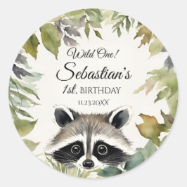 Adesivo Festa de aniversário Wild One Woodland Raccoon