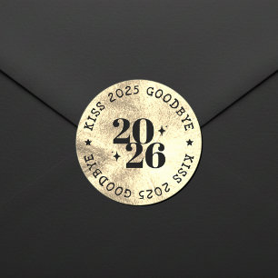 Adesivo Festa de Ano Novo Beije o Ano Adeus Dourado