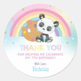 Adesivo Festa de Arte de Panda Cuta Aniversário Obrigado A