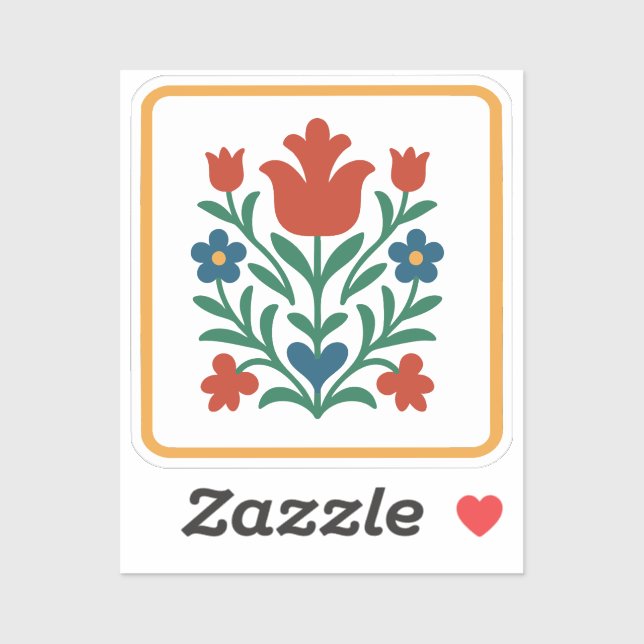 Adesivo Festa de Arte Folclórica Floral Coração & Pétala (Folha)