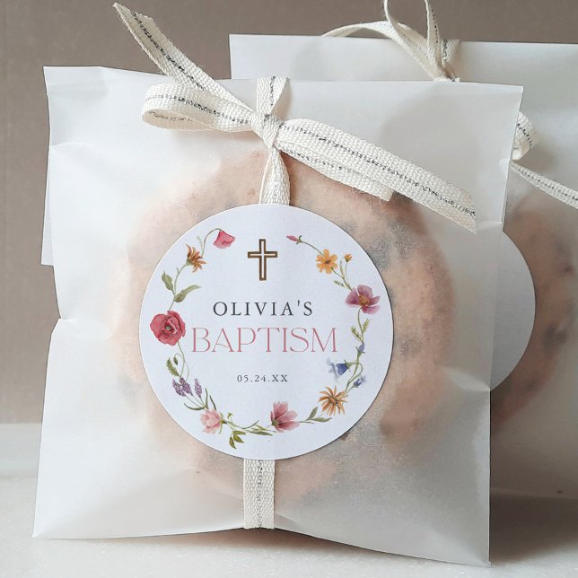 Adesivo Festa de Batismo de Garota Floral Primavera de Flo (Criador carregado)