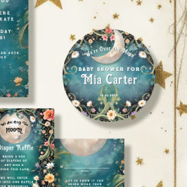 Adesivo Festa de Bebê Menina Rosa Floral Super Lua