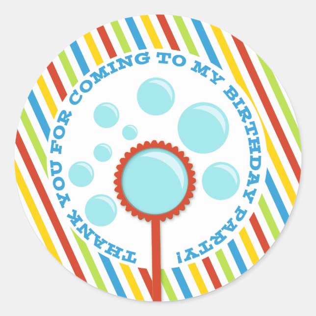 Adesivo Festa de bolhas de menino Obrigado Sticker (Frente)