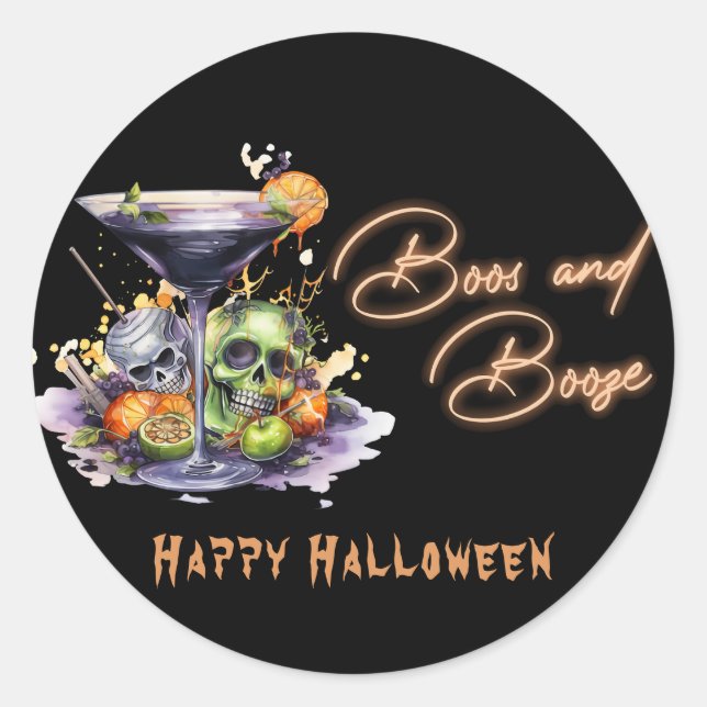 Adesivo Festa de Boos e Booze Halloween (Frente)