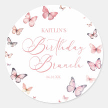 Festa de Brunch de Birthday, borboleta rosa macia