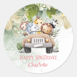 Adesivo Festa de Carro do Jardim Zoológico de Aniversário