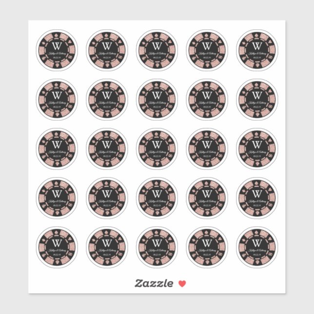 Adesivo Festa de casamento de Chip Casino de rosa Dourado (Folha)