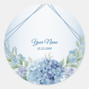 Adesivo Festa de Casamento Floral Azul Vintage Empoeirada 
